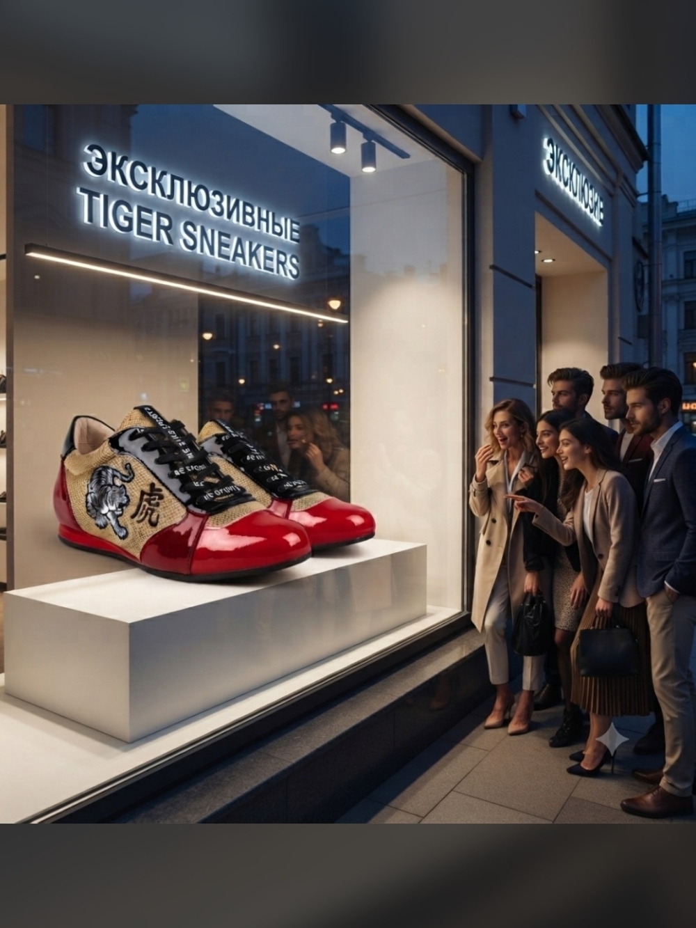 Exclusive Limited Edition Tiger Design Sneakers - Size 6 - Stylish Red & Gold